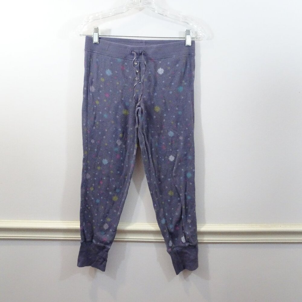 Vintage Y2K Victoria's Secret Thermal Pajama Pants Purple Snowflakes Glitter XS